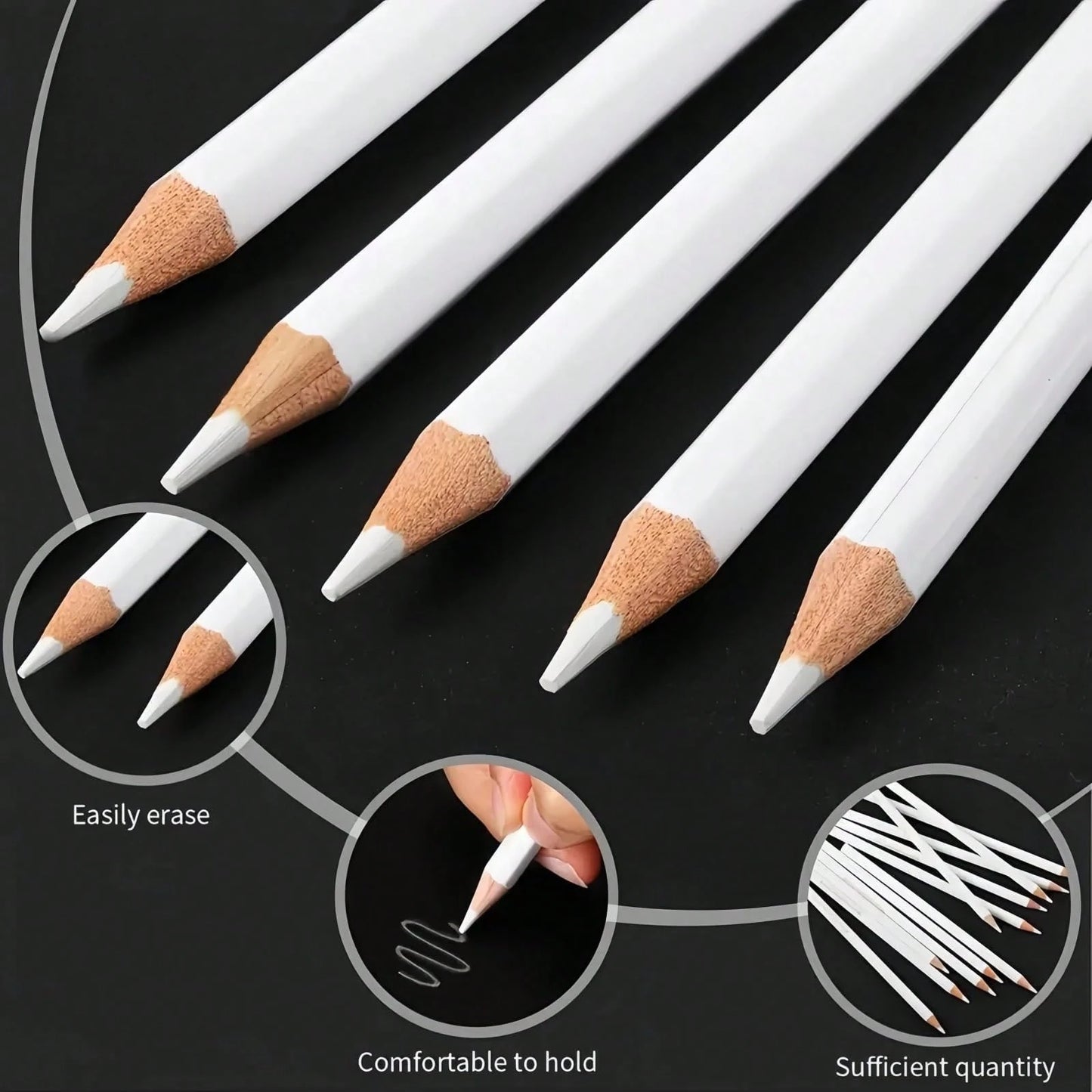 3/5/10Pcs White Fabric Marking Pencil, No Smudge & Easy Erase Tailor Chalk Pencil, DIY Sewing Weaving Cloth Leather Marking Tool Sewing Accessories
