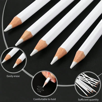 3/5/10Pcs White Fabric Marking Pencil, No Smudge & Easy Erase Tailor Chalk Pencil, DIY Sewing Weaving Cloth Leather Marking Tool Sewing Accessories