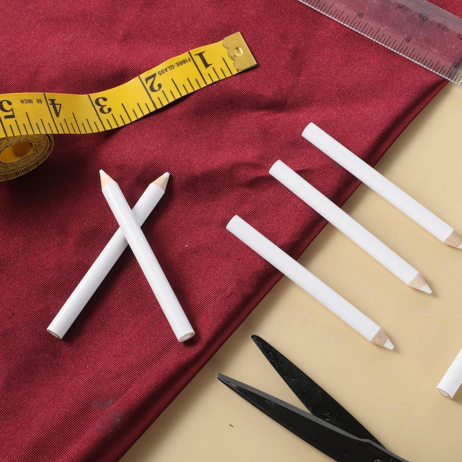 3/5/10Pcs White Fabric Marking Pencil, No Smudge & Easy Erase Tailor Chalk Pencil, DIY Sewing Weaving Cloth Leather Marking Tool Sewing Accessories