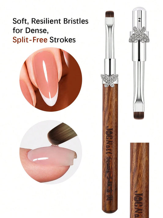 3/6pcs Butterfly Rhinestone Sandalwood Nail Art Brush Set, Professional Detachable French Liner Ombre Gel Polish Plaid Painting Brushes Kit