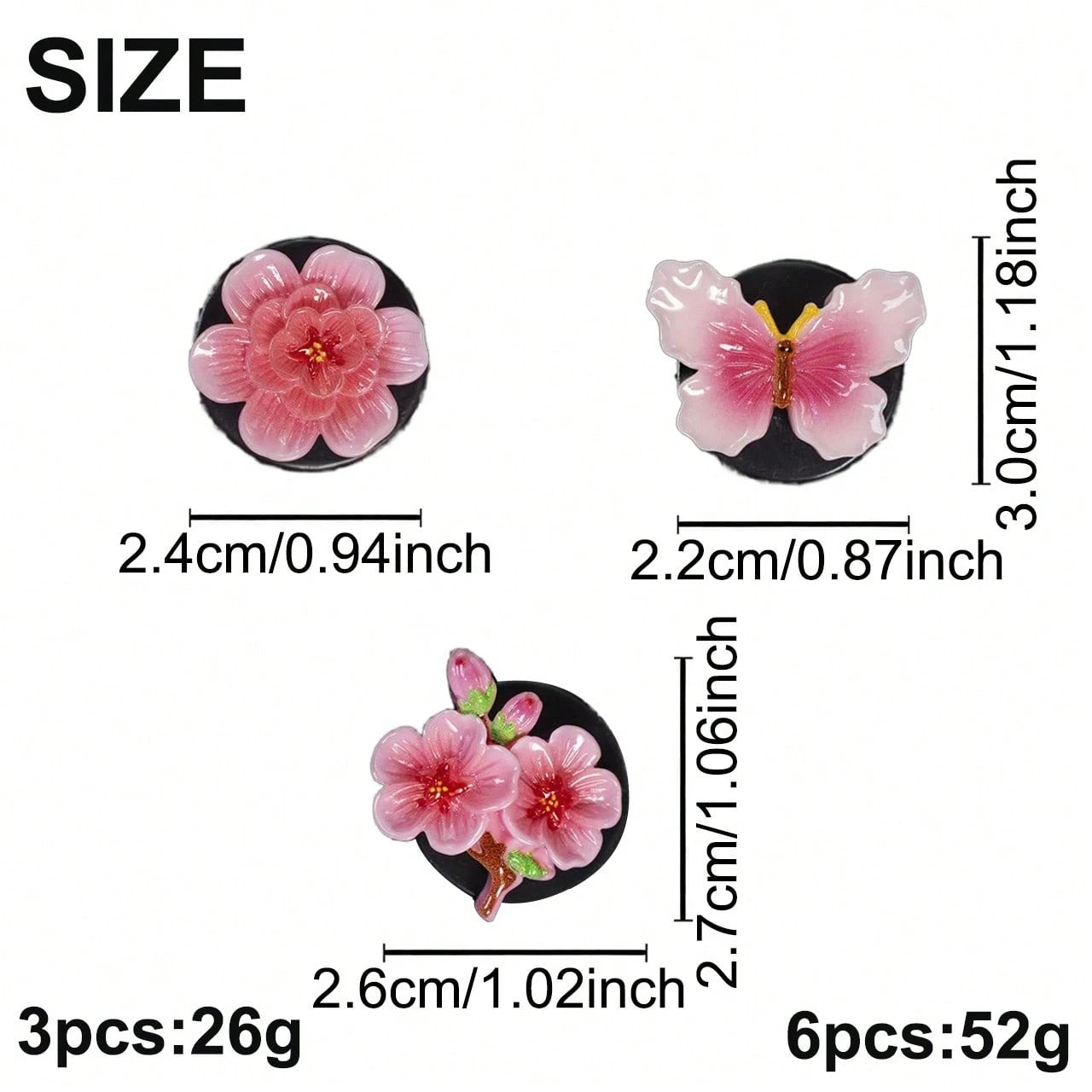 3/6pcs Gradient Peach Blossom Butterfly Car Air Vent Aromatherapy Diffuser Car Air Conditioner Decor Ornament Car Interior Fragrance Decoration