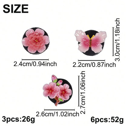 3/6pcs Gradient Peach Blossom Butterfly Car Air Vent Aromatherapy Diffuser Car Air Conditioner Decor Ornament Car Interior Fragrance Decoration