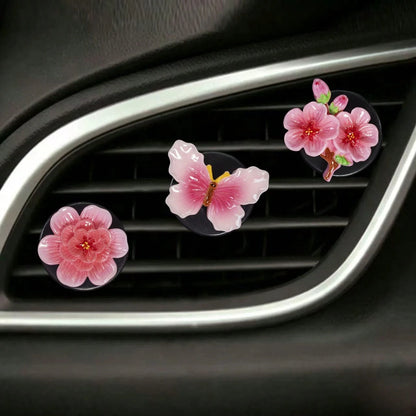 3/6pcs Gradient Peach Blossom Butterfly Car Air Vent Aromatherapy Diffuser Car Air Conditioner Decor Ornament Car Interior Fragrance Decoration