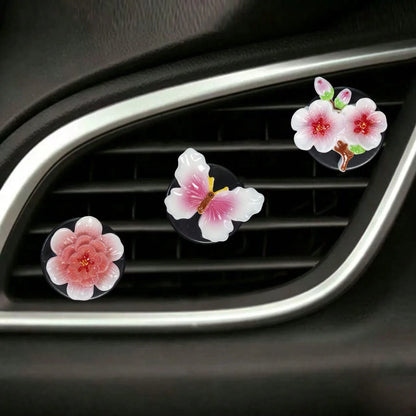 3/6pcs Gradient Peach Blossom Butterfly Car Air Vent Aromatherapy Diffuser Car Air Conditioner Decor Ornament Car Interior Fragrance Decoration