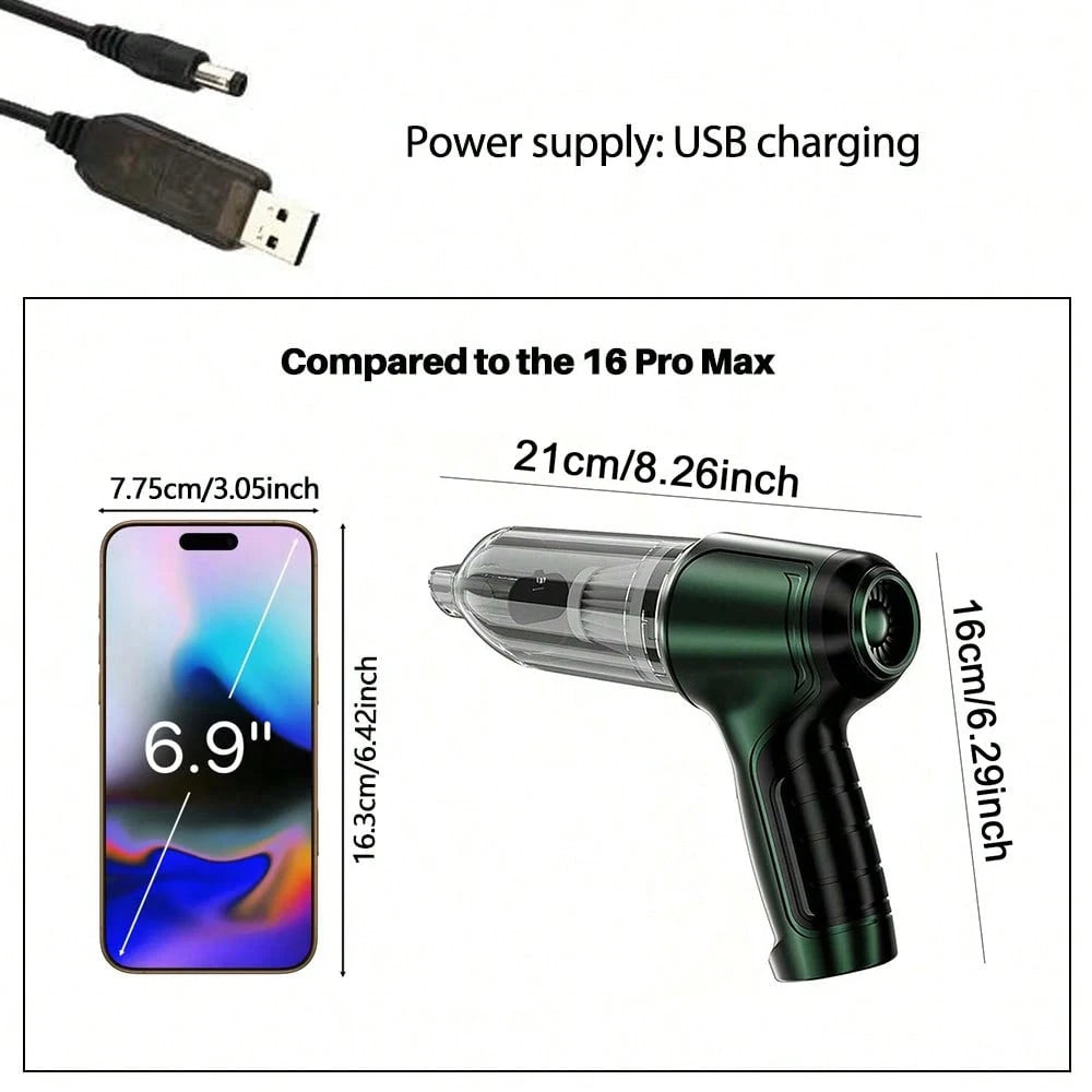 3-In-1 Car Vacuum Cleaner, Powerful Suction, Portable Compact Handheld Wireless Vacuum, Suitable For Wet And Dry Cleaning