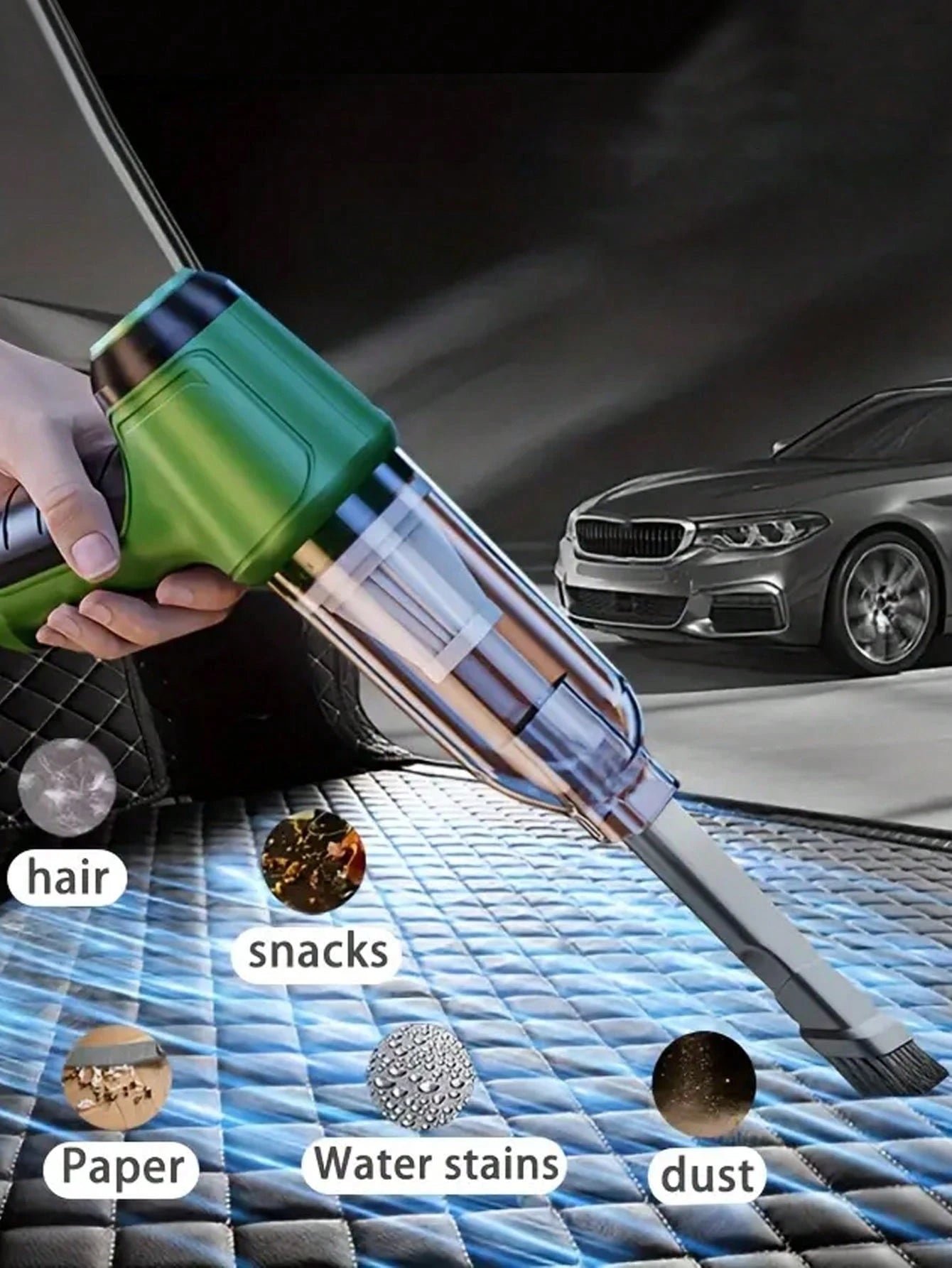 3-In-1 Car Vacuum Cleaner, Powerful Suction, Portable Compact Handheld Wireless Vacuum, Suitable For Wet And Dry Cleaning