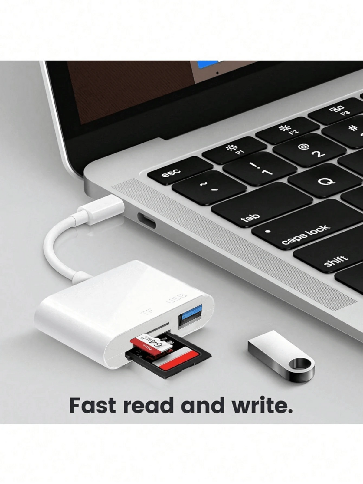 3-In-1 USB-C Card Reader- Fast Transfer & Plug & Play, Compatible With IPad Pro, Air/Pro, Chromebook, XPS, Galaxy S10/S9 And More Devices