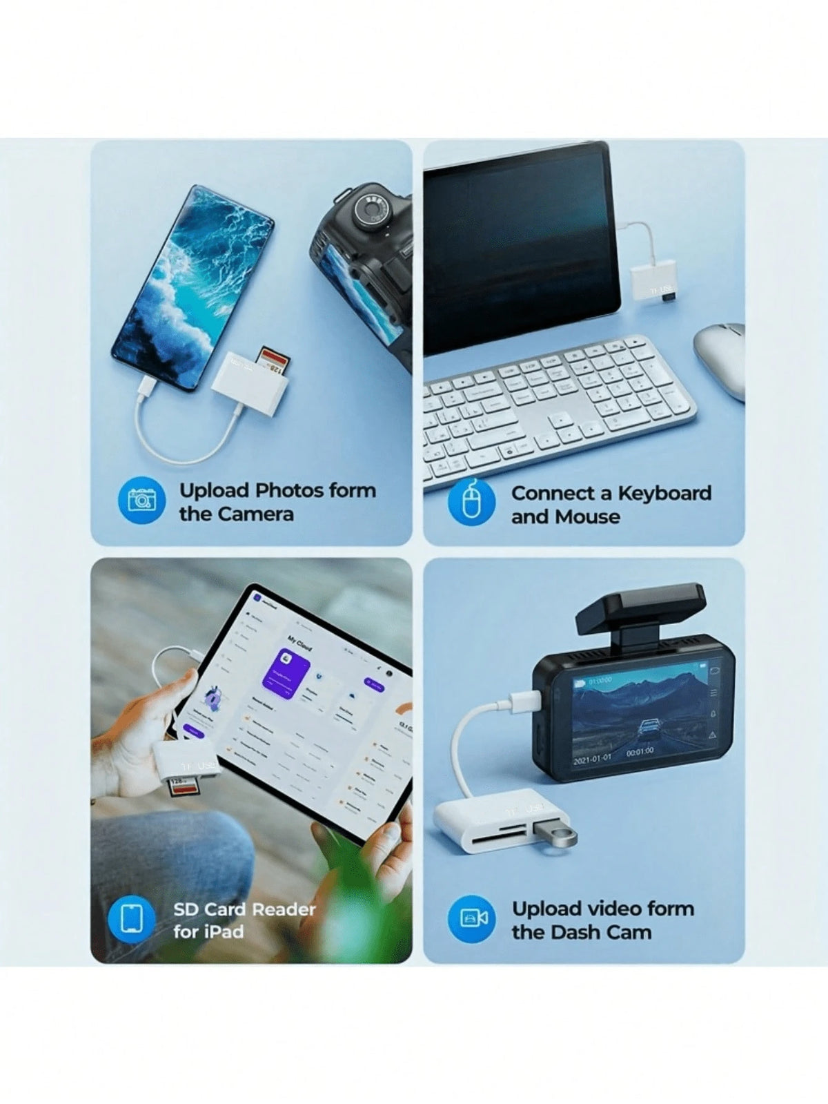 3-In-1 USB-C Card Reader- Fast Transfer & Plug & Play, Compatible With IPad Pro, Air/Pro, Chromebook, XPS, Galaxy S10/S9 And More Devices