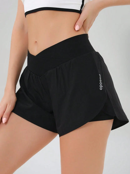 3-Pack Women's Crossover High-Waisted Running Shorts- High-Waisted Butt-Lifting Shorts For Quick-Drying Sports & Leisure, Yoga, And Fitness Training