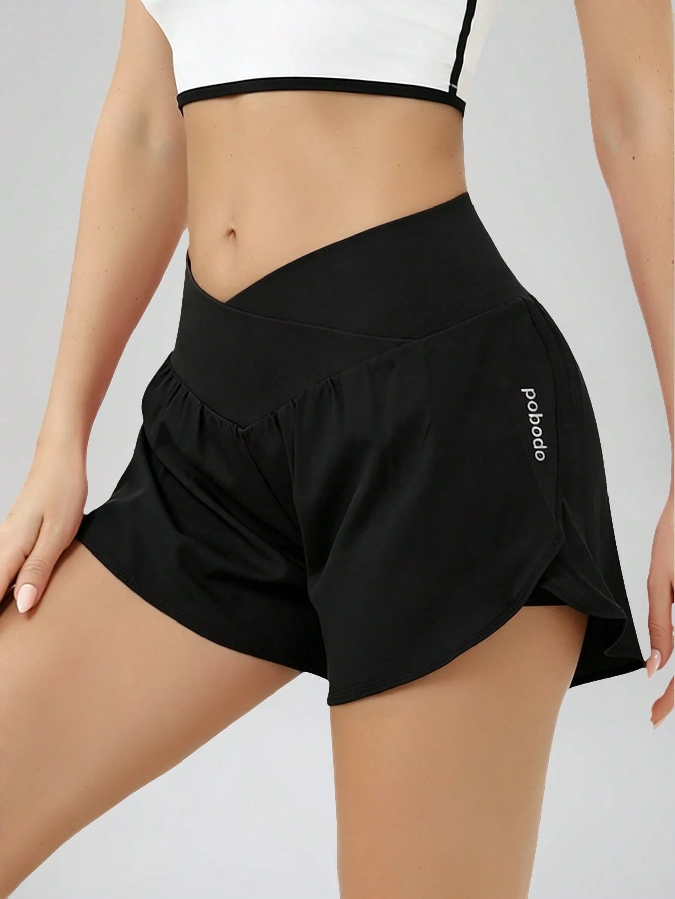 3-Pack Women's Crossover High-Waisted Running Shorts- High-Waisted Butt-Lifting Shorts For Quick-Drying Sports & Leisure, Yoga, And Fitness Training