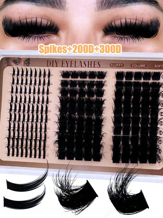 300D/200D/160D/120D/100D/80D/60D Spiky Lash Clusters & Lower Lashes, 190pcs/260pcs/240pcs/220pcs/290pcs Fluffy & Thick Cartoon Natural Spiky Cluster False Eyelashes, Fairy Cluster Lashes, Thin Cartoon