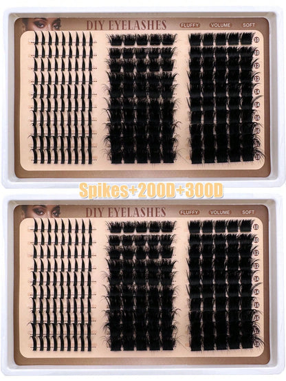 300D/200D/160D/120D/100D/80D/60D Spiky Lash Clusters & Lower Lashes, 190pcs/260pcs/240pcs/220pcs/290pcs Fluffy & Thick Cartoon Natural Spiky Cluster False Eyelashes, Fairy Cluster Lashes, Thin Cartoon