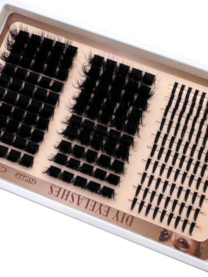 300D/200D/160D/120D/100D/80D/60D Spiky Lash Clusters & Lower Lashes, 190pcs/260pcs/240pcs/220pcs/290pcs Fluffy & Thick Cartoon Natural Spiky Cluster False Eyelashes, Fairy Cluster Lashes, Thin Cartoon