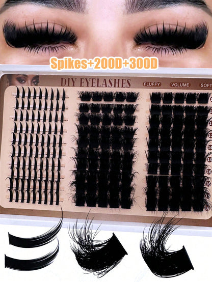 300D/200D/160D/120D/100D/80D/60D Spiky Lash Clusters & Lower Lashes, 190pcs/260pcs/240pcs/220pcs/290pcs Fluffy & Thick Cartoon Natural Spiky Cluster False Eyelashes, Fairy Cluster Lashes, Thin Cartoon