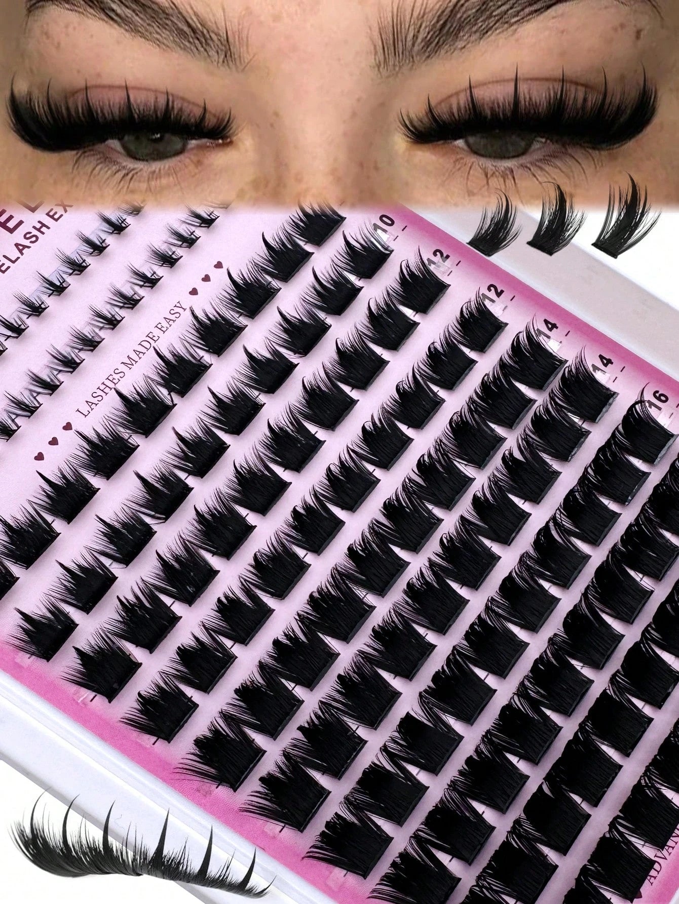 300D Pointed Tip Lash Clusters, 6-18mm Length, D/DD136 Lash Clusters, Thick Single Lash For DIY Pointed Tip Lash Extension, Cartoon Lash Extension, Mink Lash Extension, Dense Lashes