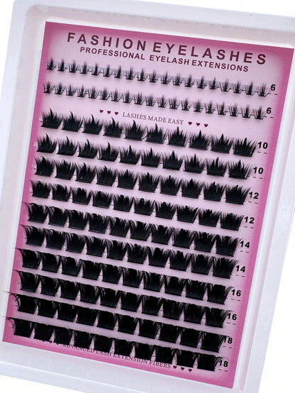 300D Pointed Tip Lash Clusters, 6-18mm Length, D/DD136 Lash Clusters, Thick Single Lash For DIY Pointed Tip Lash Extension, Cartoon Lash Extension, Mink Lash Extension, Dense Lashes