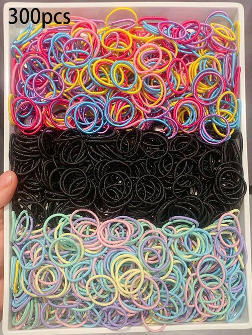 300pcs/Pack Baby Elastic Hair Ties, Cute Candy Color Hair Bands