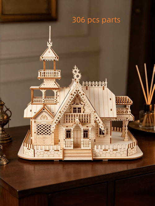 306 Pcs Parts 3D Wooden Puzzle, Realistic Architectural Model For Adults, Birthday Gift, Building Block Toy, Custom Handcrafted Wooden Puzzle Model For Students And Teens