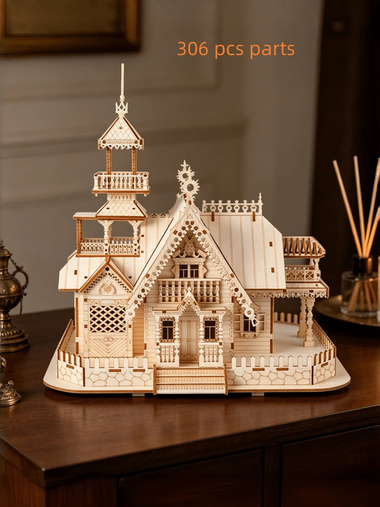 306 Pcs Parts 3D Wooden Puzzle, Realistic Architectural Model For Adults, Birthday Gift, Building Block Toy, Custom Handcrafted Wooden Puzzle Model For Students And Teens