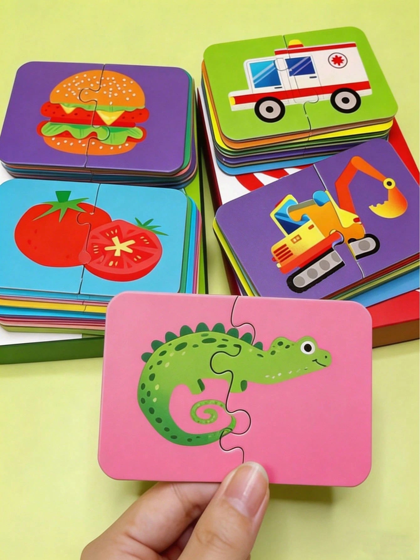 32pcs Baby Puzzle Cards Toy, Toddler Matching Cards Early Education Cognitive Cards, Animal Matching Puzzle, Image & Language Recognition Cards, Matching Game, Learning Educational Toy Gift (16 Sets