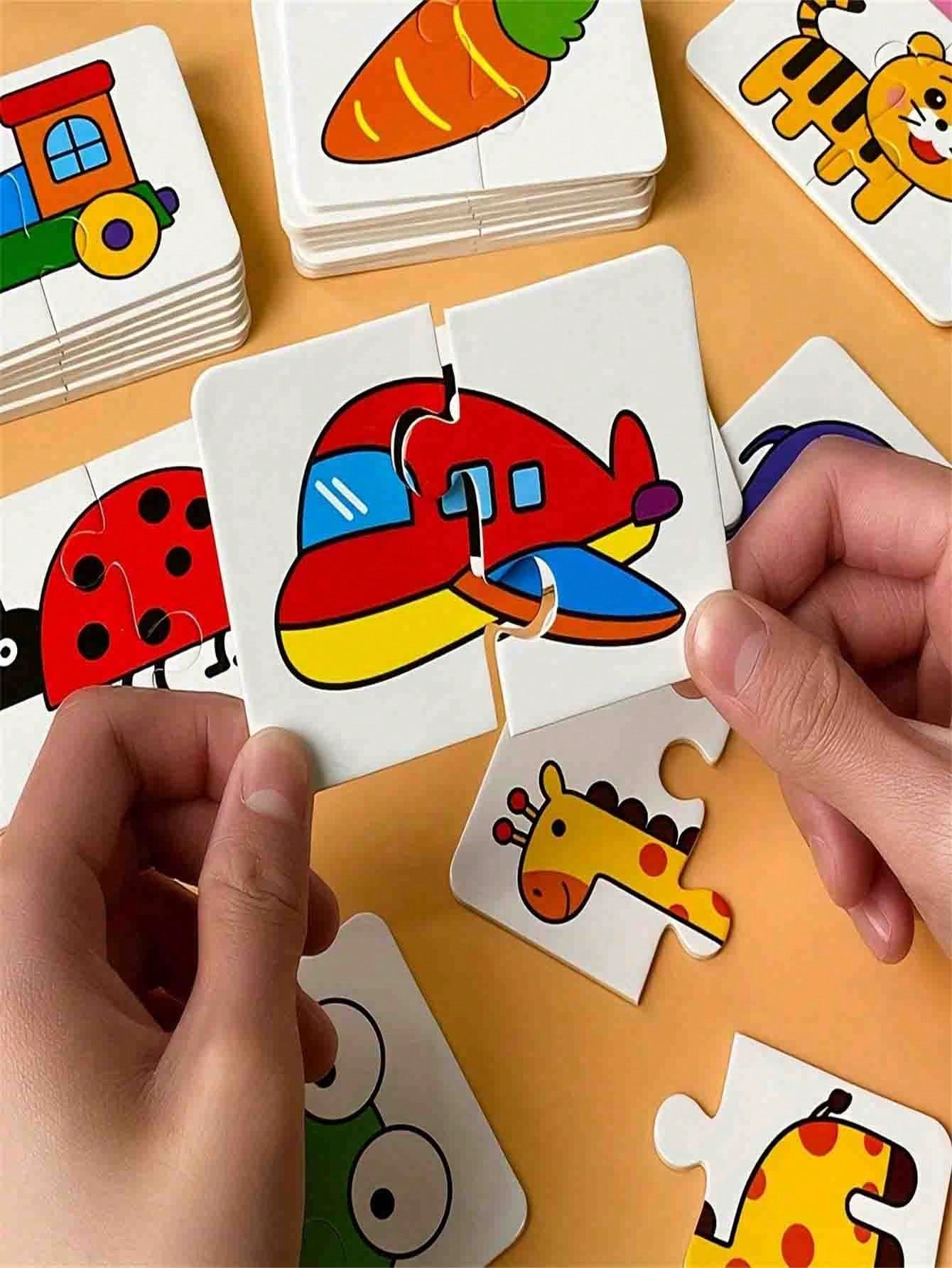 32Pcs Baby Puzzle Cards Toy,Toddler Matching Card Early Education Cognitive Card,Animal Matching Puzzles, Image Language Recognition Cards, Matching Games, Learning Educational Toy Gifts(32 Pxs In 16