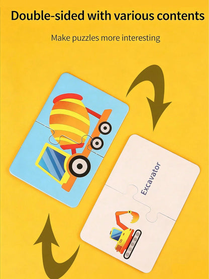 32pcs Baby Puzzle Cards Toy, Toddler Matching Cards Early Education Cognitive Cards, Animal Matching Puzzle, Image & Language Recognition Cards, Matching Game, Learning Educational Toy Gift (16 Sets