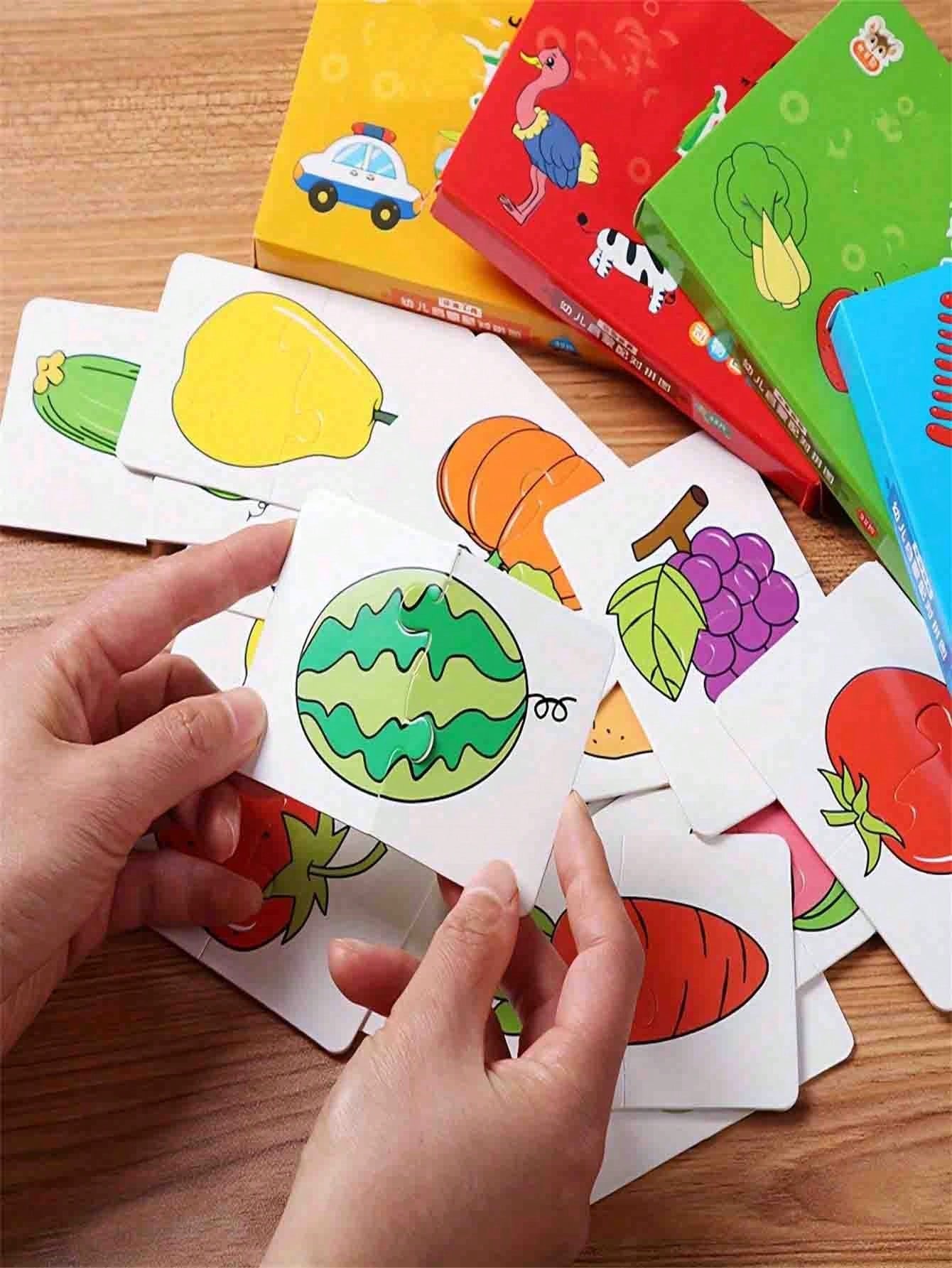 32Pcs Baby Puzzle Cards Toy,Toddler Matching Card Early Education Cognitive Card,Animal Matching Puzzles, Image Language Recognition Cards, Matching Games, Learning Educational Toy Gifts(32 Pxs In 16