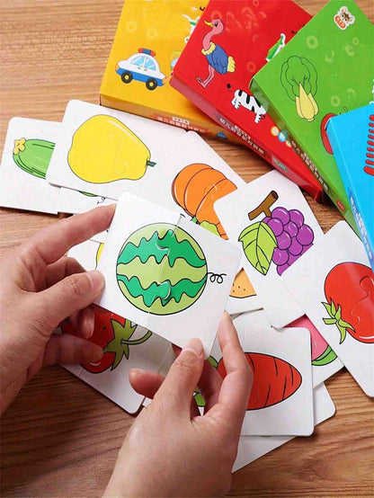 32Pcs Baby Puzzle Cards Toy,Toddler Matching Card Early Education Cognitive Card,Animal Matching Puzzles, Image Language Recognition Cards, Matching Games, Learning Educational Toy Gifts(32 Pxs In 16