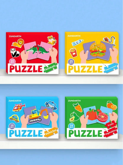 32pcs Baby Puzzle Cards Toy, Toddler Matching Cards Early Education Cognitive Cards, Animal Matching Puzzle, Image & Language Recognition Cards, Matching Game, Learning Educational Toy Gift (16 Sets