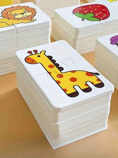 32Pcs Baby Puzzle Cards Toy,Toddler Matching Card Early Education Cognitive Card,Animal Matching Puzzles, Image Language Recognition Cards, Matching Games, Learning Educational Toy Gifts(32 Pxs In 16