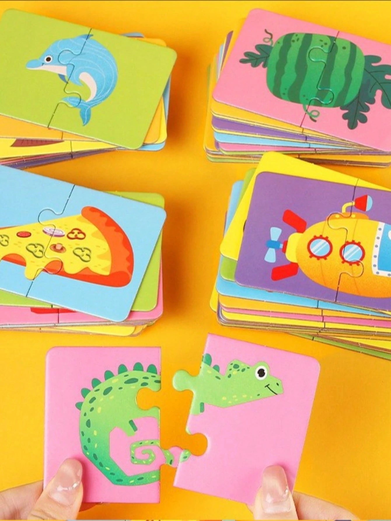 32pcs Baby Puzzle Cards Toy, Toddler Matching Cards Early Education Cognitive Cards, Animal Matching Puzzle, Image & Language Recognition Cards, Matching Game, Learning Educational Toy Gift (16 Sets