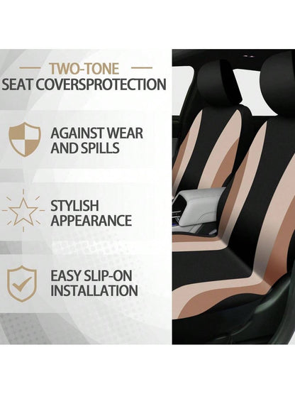 35-Piece Car Seat Cover Set With Steering Wheel Cover, Cup Holder Coasters, Shoulder Pads, And Accessories- Polyester Fabric Interior Decor Kit Without Filler