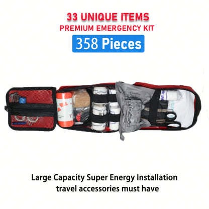 358 Survival Kits-All-In-One Emergency Supplies, Trauma Care Tools And Portable Outdoor Equipment-Ideal Gifts For Men, Fathers, Husbands And Sons (Excluding Batteries/Electronic Equipment).