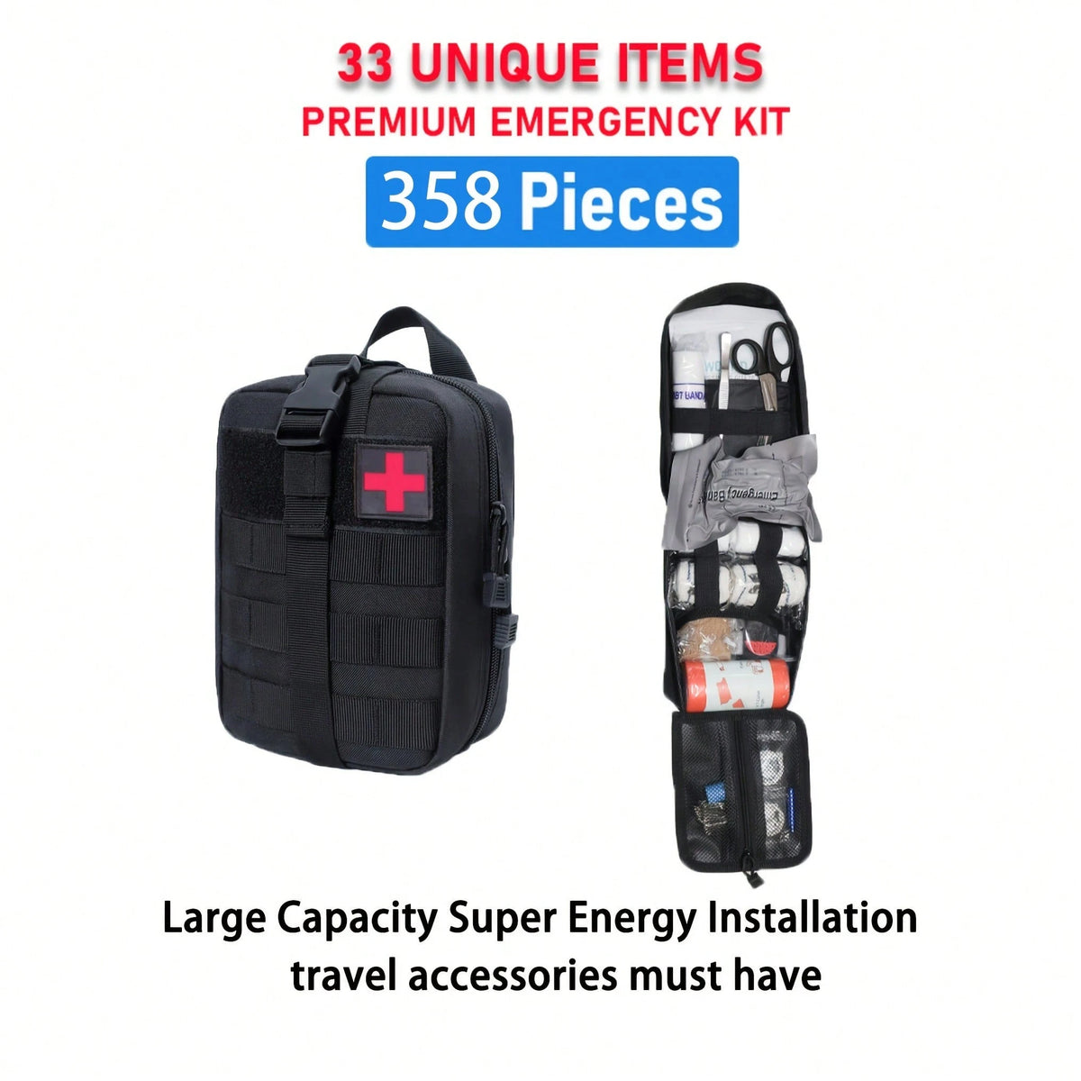358 Survival Kits-All-In-One Emergency Supplies, Trauma Care Tools And Portable Outdoor Equipment-Ideal Gifts For Men, Fathers, Husbands And Sons (Excluding Batteries/Electronic Equipment).