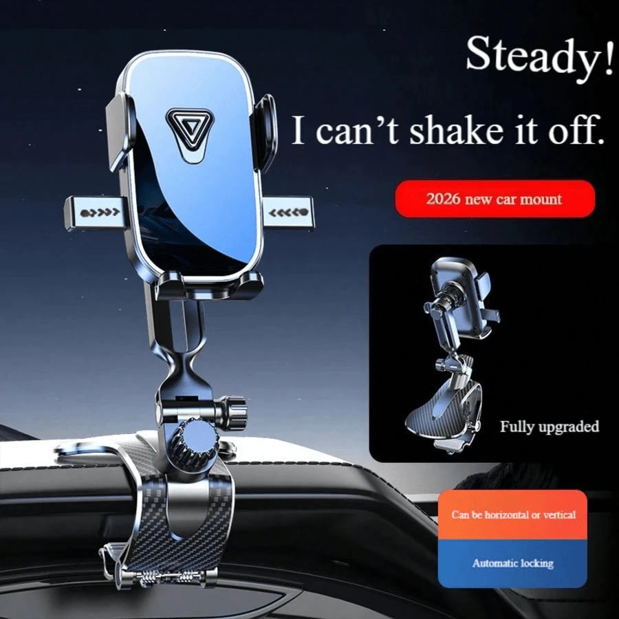 360° Rotatable Gravity Clip Adjustable Phone Holder, One-Touch Operation, Unobstructed View, Fits 4.0-7.0 Inch Smartphones, Dashboard/Sunshade Mount, Suitable For IPhone & Android, High Load-Bearing