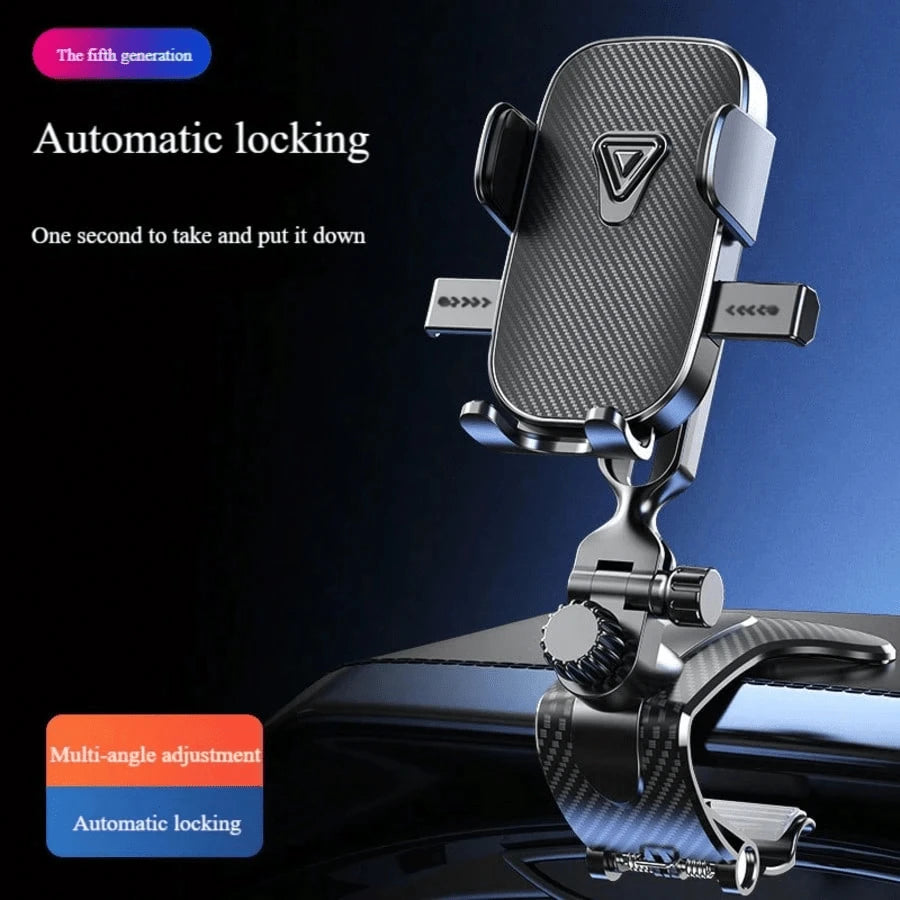 360° Rotatable Gravity Clip Adjustable Phone Holder, One-Touch Operation, Unobstructed View, Fits 4.0-7.0 Inch Smartphones, Dashboard/Sunshade Mount, Suitable For IPhone & Android, High Load-Bearing