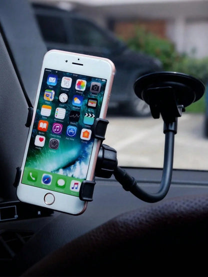 360° Rotatable Suction Cup Car Phone Holder- Flexible Gooseneck Dashboard Windshield Phone Mount Suitable For All Smartphones