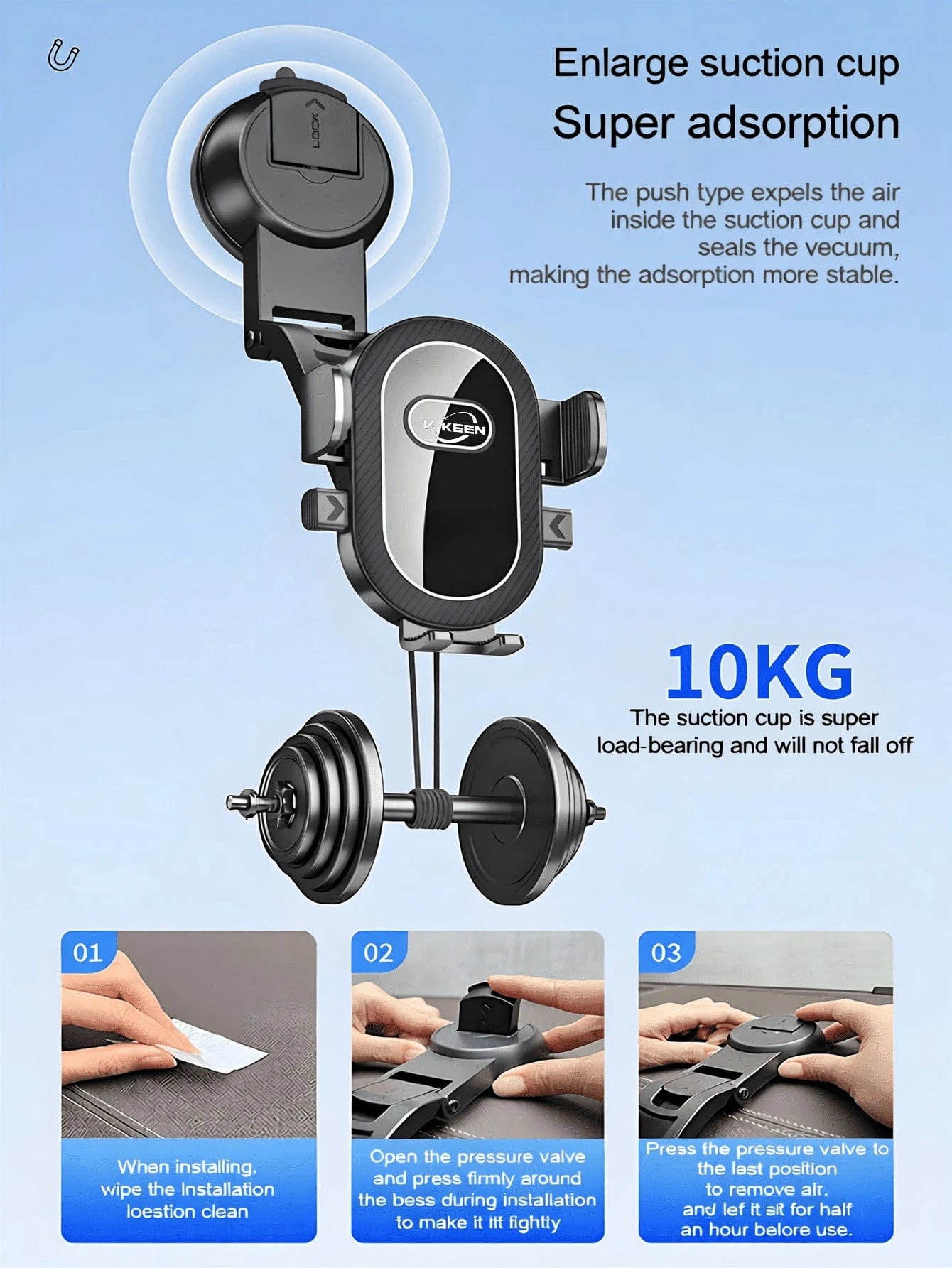 360° Rotating Car Phone Holder, Strong Suction Cup Dashboard And Windshield Mount, Universal Adjustable Anti-Shake GPS Holder, Android Phone Hands-Free Mount, Stable And Durable Car Accessory
