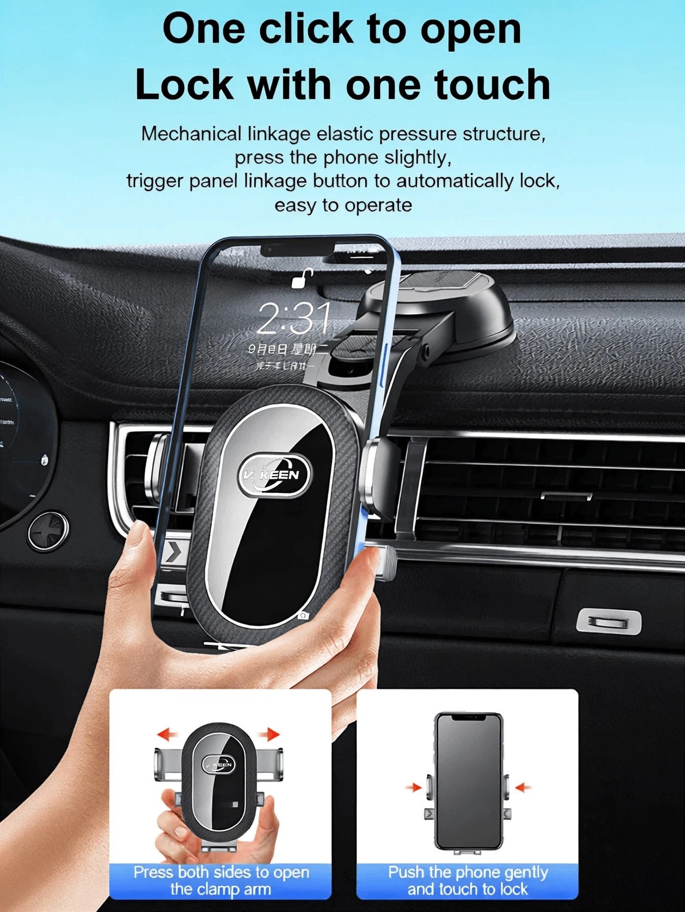 360° Rotating Car Phone Holder, Strong Suction Cup Dashboard And Windshield Mount, Universal Adjustable Anti-Shake GPS Holder, Android Phone Hands-Free Mount, Stable And Durable Car Accessory