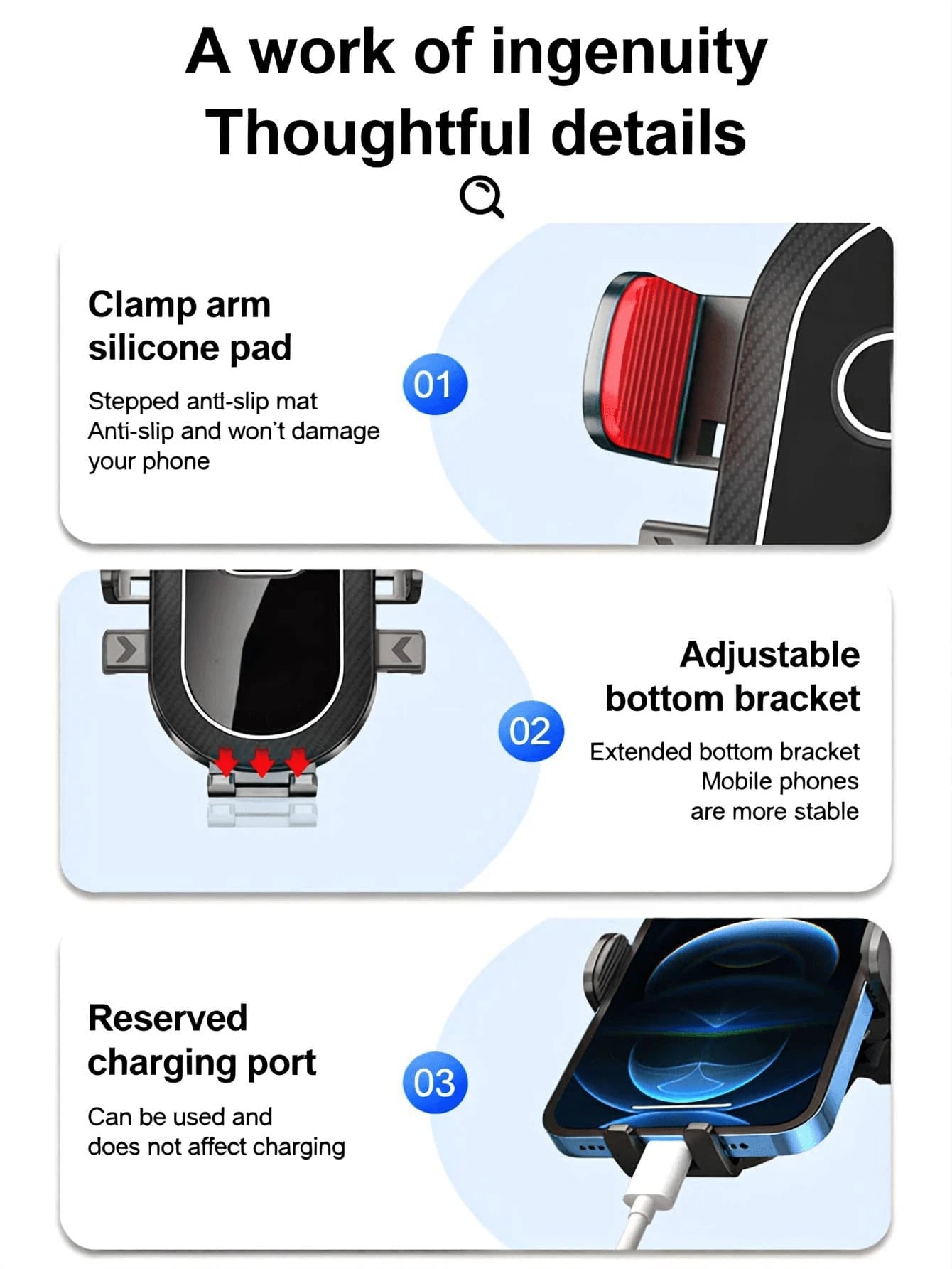 360° Rotating Car Phone Holder, Strong Suction Cup Dashboard And Windshield Mount, Universal Adjustable Anti-Shake GPS Holder, Android Phone Hands-Free Mount, Stable And Durable Car Accessory