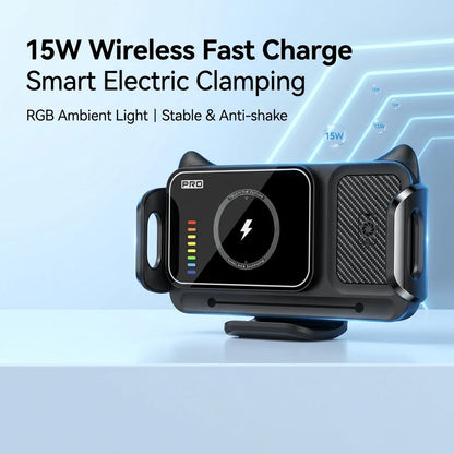 360° Rotating Universal Phone Holder Fan Cooling Magnetic Car Phone Mount Wireless Charger