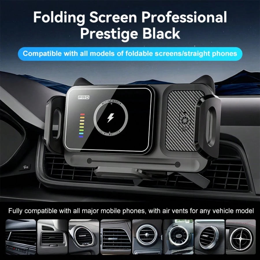 360° Rotating Universal Phone Holder Fan Cooling Magnetic Car Phone Mount Wireless Charger