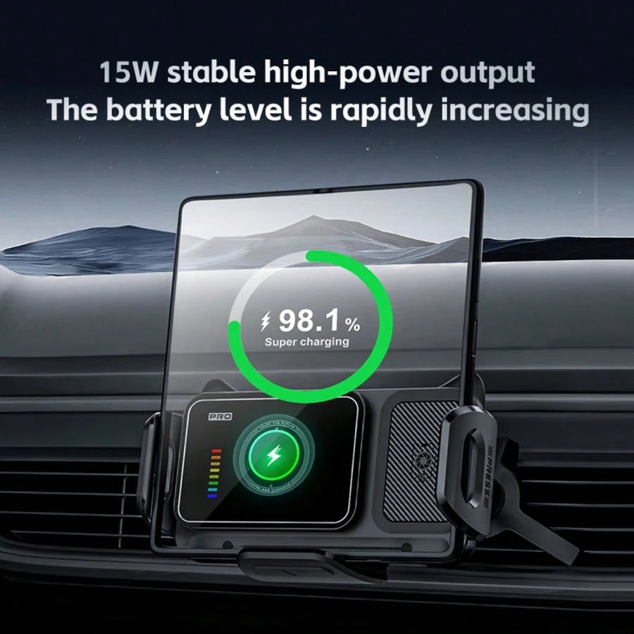 360° Rotating Universal Phone Holder Fan Cooling Magnetic Car Phone Mount Wireless Charger