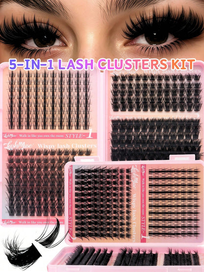392 Clusters Spiky Eyelash Book, European And American Style 3D Eye Makeup Design, D/DD Curl, 8-16mm Mixed Length, Cluster Eyelash Combination, DIY Free Splicing To Create Exclusive Cat Eye Effect, Qu
