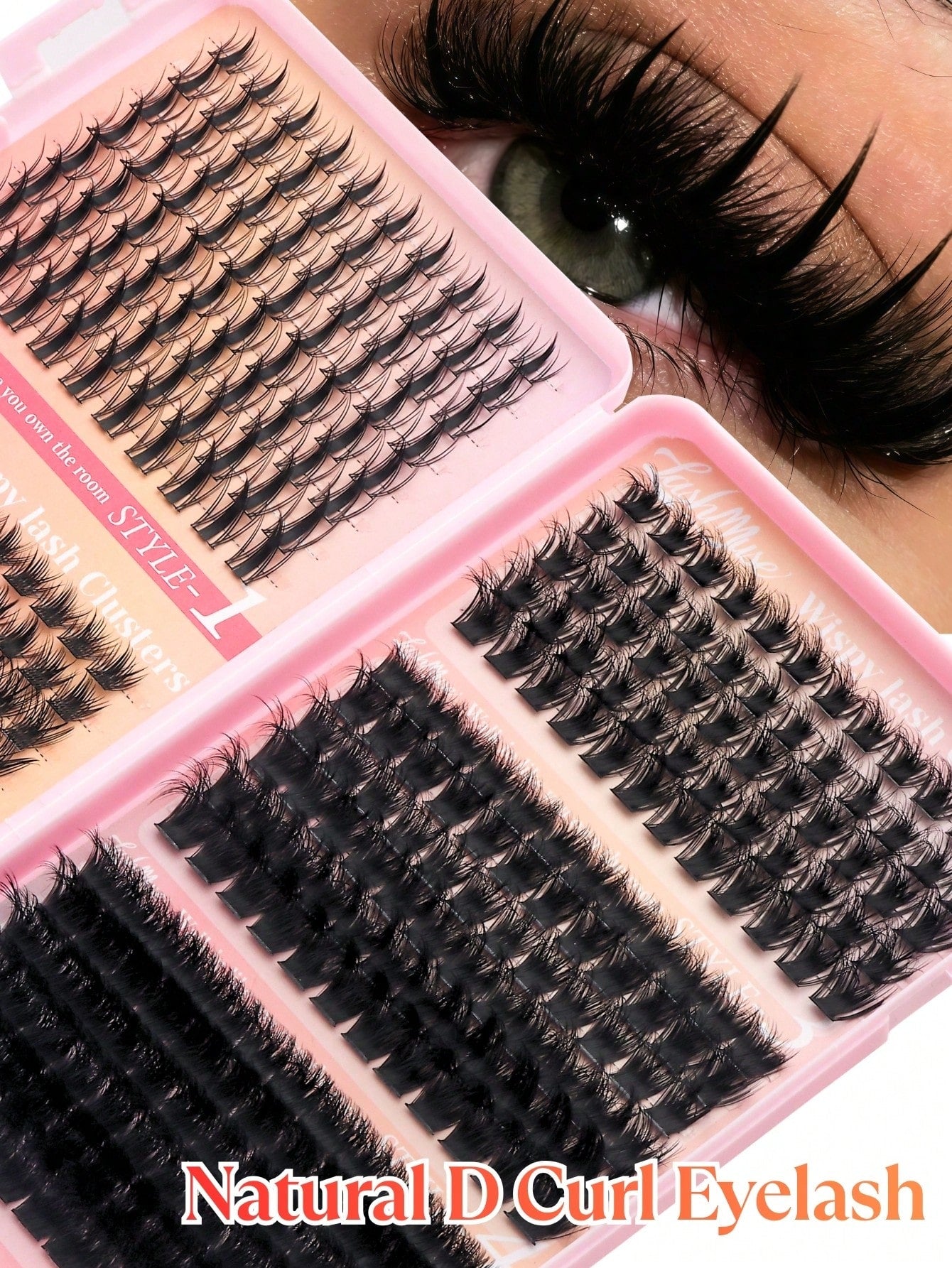 392 Clusters Spiky Eyelash Book, European And American Style 3D Eye Makeup Design, D/DD Curl, 8-16mm Mixed Length, Cluster Eyelash Combination, DIY Free Splicing To Create Exclusive Cat Eye Effect, Qu