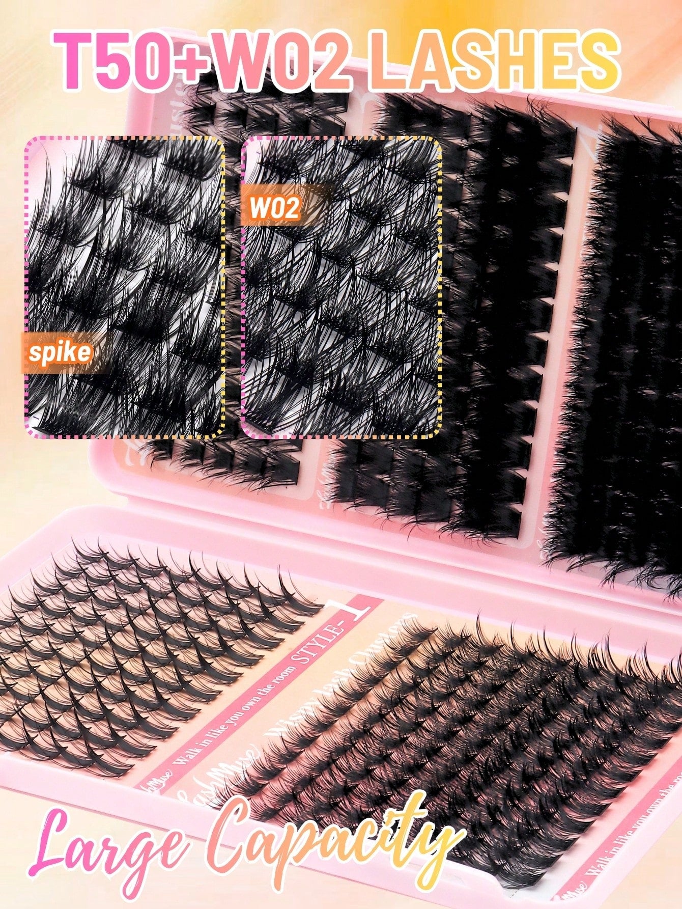 392 Clusters Spiky Eyelash Book, European And American Style 3D Eye Makeup Design, D/DD Curl, 8-16mm Mixed Length, Cluster Eyelash Combination, DIY Free Splicing To Create Exclusive Cat Eye Effect, Qu
