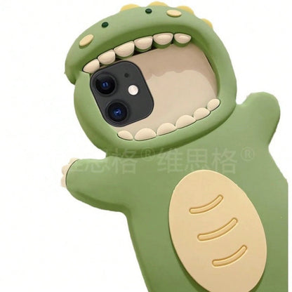3D Cute Green Dinosaur Silicone Phone Case, With Beaded Wrist Strap, Shockproof Protective Cover, Suitable For. A Thoughtful Gift For Women-Perfect For Birthdays, Christmas, Halloween, Mother's Day, A
