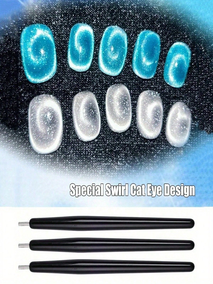 3pcs/1pc Professional Magnetic Nail Art Pen- Magnetic Base, Smooth Tip, Suitable For French Manicure, Water Wave And Round Nail Art Design- Salon/Home Pedicure/Nail Technician Tool- Easy To Clean D