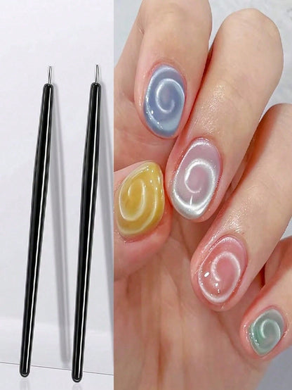 3pcs/1pc Professional Magnetic Nail Art Pen- Magnetic Base, Smooth Tip, Suitable For French Manicure, Water Wave And Round Nail Art Design- Salon/Home Pedicure/Nail Technician Tool- Easy To Clean D