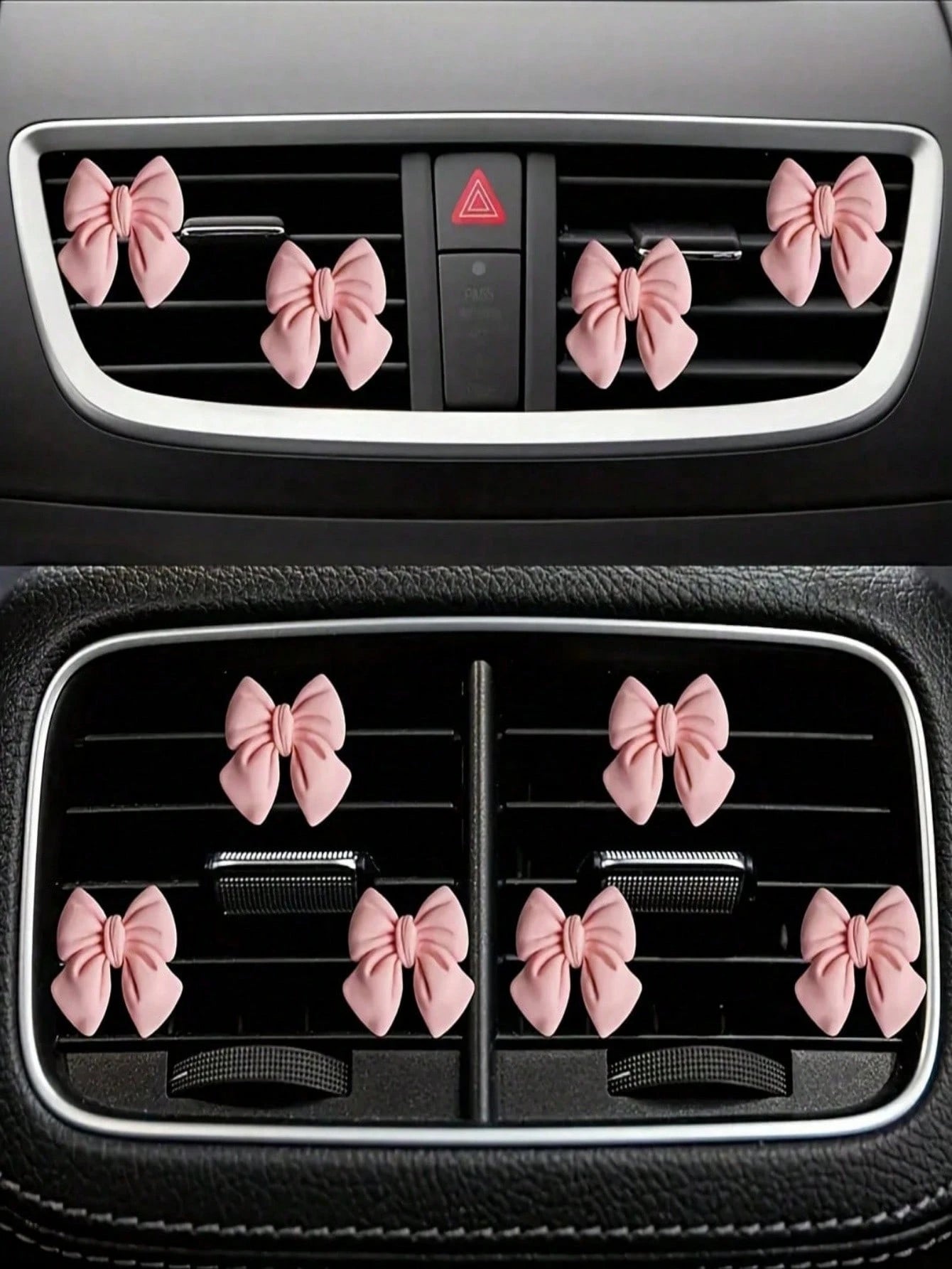 3Pcs/ 4Pcs/ 6Pcs Cute Pink Bowknot Car Air Vent Clip Decor Interior Accessories For Women Dashboard Ornament Gift
